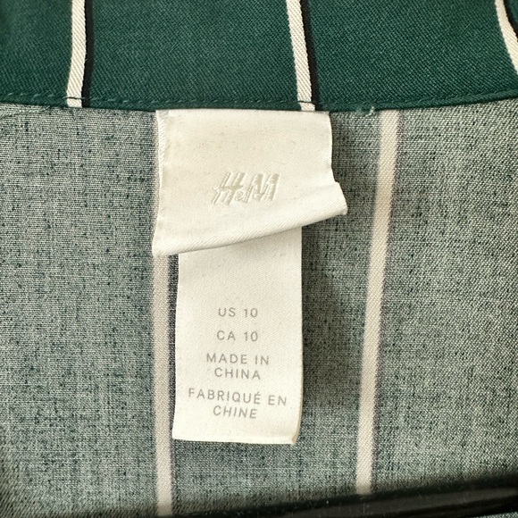 Dark Green Striped Dress w/ Belt - Picture 2 of 4